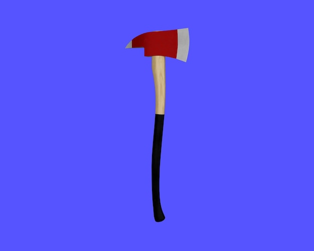 3d render realistic firefighter axe, emergency icon