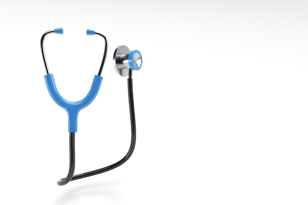 3d Render Realistic Medical Stethoscope on Color Background.