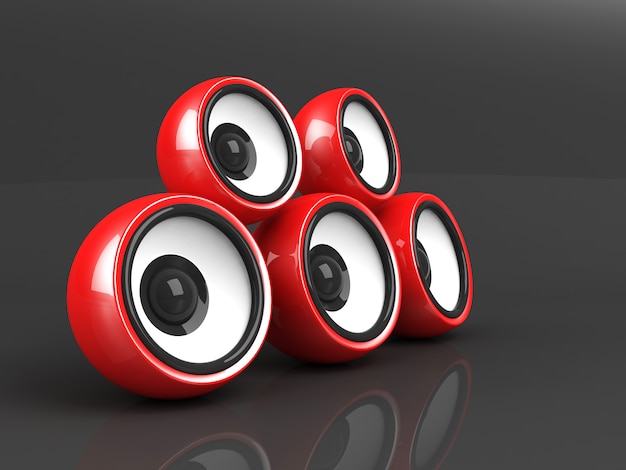 3d render of red audio system