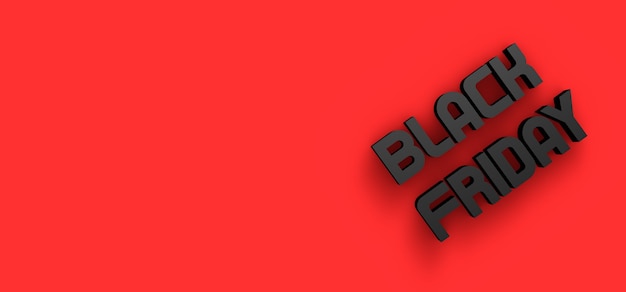 Photo 3d render red background with copy space for black friday offers