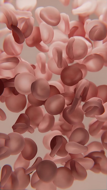 3D render of red blood cells closeup moving around slowly healthcare concept