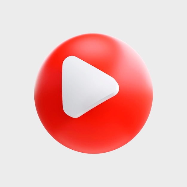 3d render red sphere with play sign icon