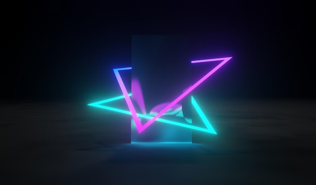 3d render of RGB neon light on darkness background Abstract Laser lines show at night Ultraviolet spectrum beam scene for mock up and web banner