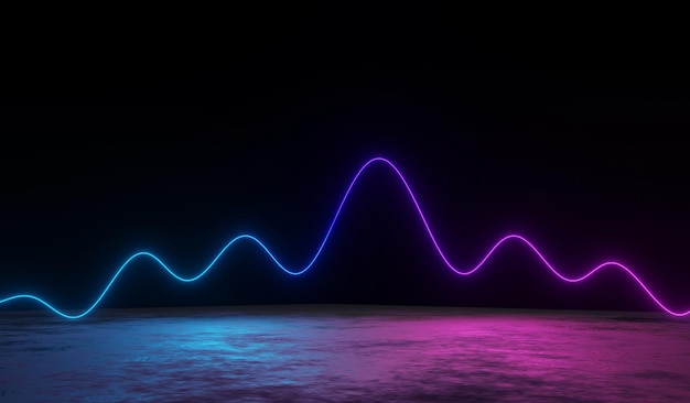 3d render of RGB neon light on darkness background Abstract Laser lines show at night Ultraviolet spectrum beam scene for mock up and web banner