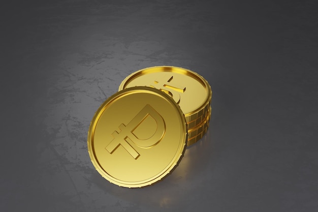 3d render of russian currency golden coin