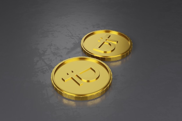 3d render of russian currency golden coin