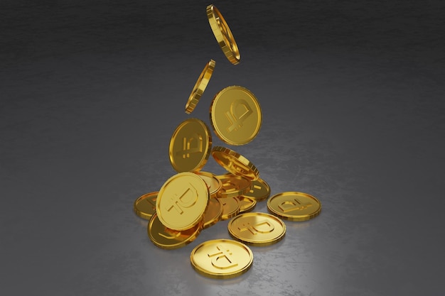 3d render of russian currency golden coin