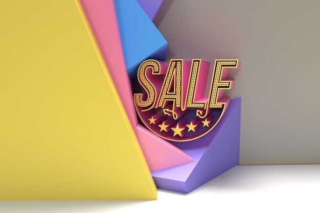 3D Render Sale Discount Banner with Space of Your Text. Flyer Poster Illustration Design.