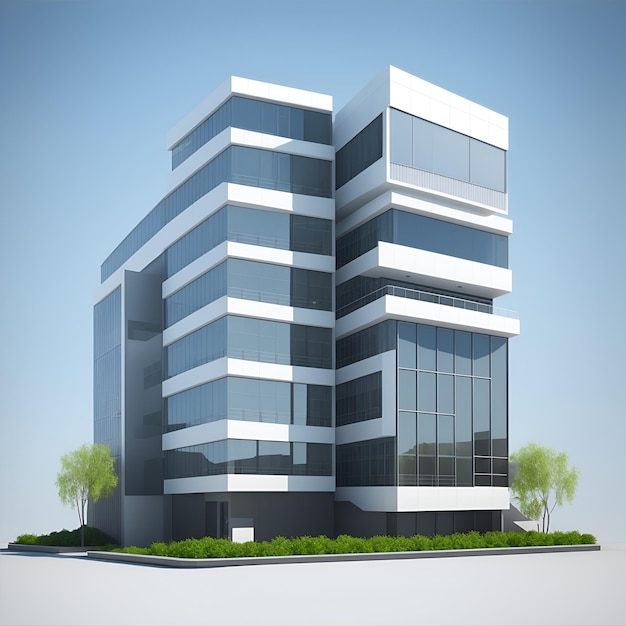 3D render of school building on white background AI generated