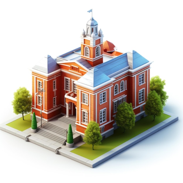 3d render of a school building