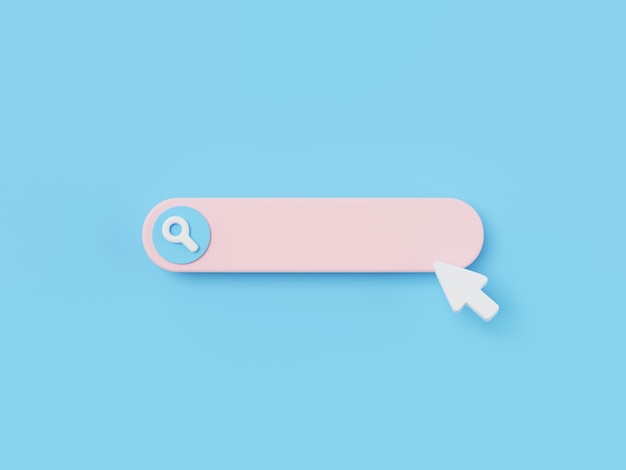 3d render of search bar isolated on blue web browser tool