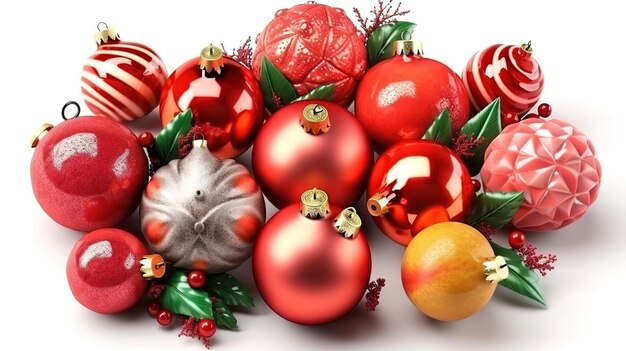 3d render set of traditional Christmas ornaments and decorations Generative Ai