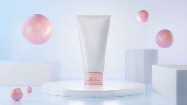 3d render skincare blank bottle packaging