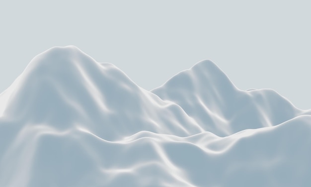 3D render snow mountain White terrain Cold environment