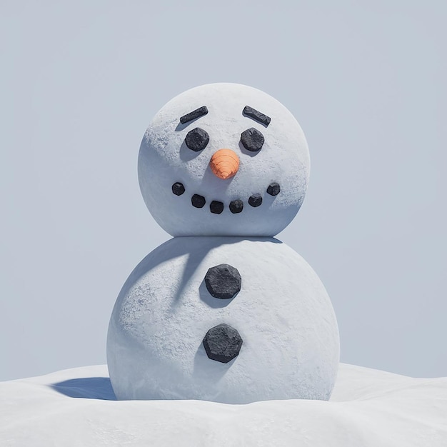 Photo 3d render snowman isolated on white background with shadow