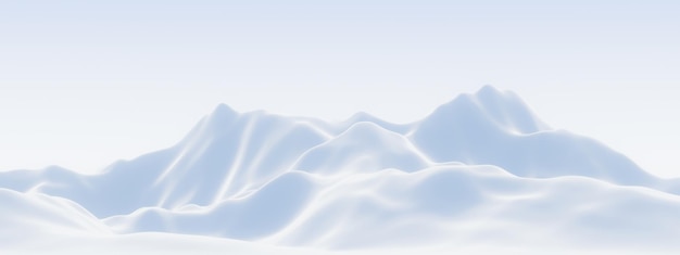 3D render snowy mountain White terrain