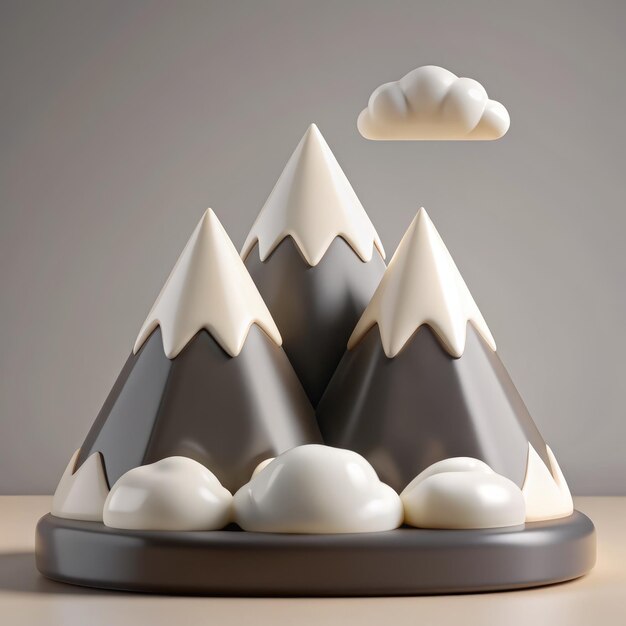 Photo 3d render of snowy mountains with cloud in the sky generative ai