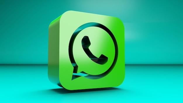 3d Render Social Media whatsapp big cube stands aside