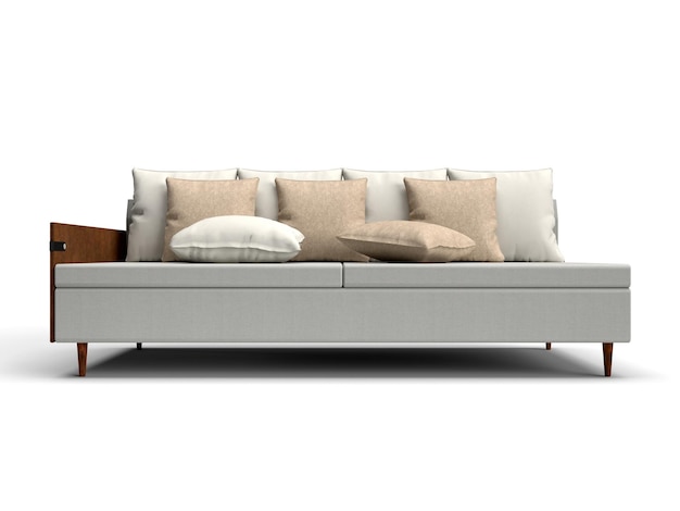 3d render sofa with pillows on a white background interior furniture