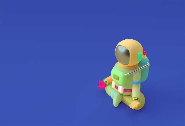 3d Render Spaceman Astronaut Yoga Gestures 3d illustration Design