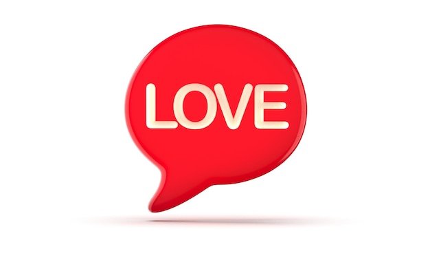 3d render of speech bubble with phrase I Love You with a heart on white background