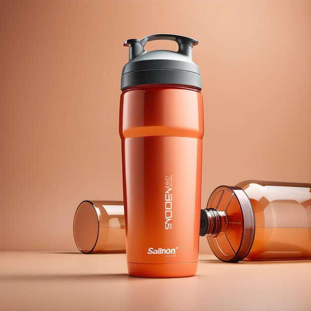 3D Render Of Sport Water Bottle On Brown Background 3D Illustration