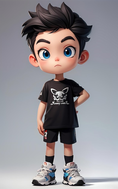 3D render sporty boy cartoon character ai generated