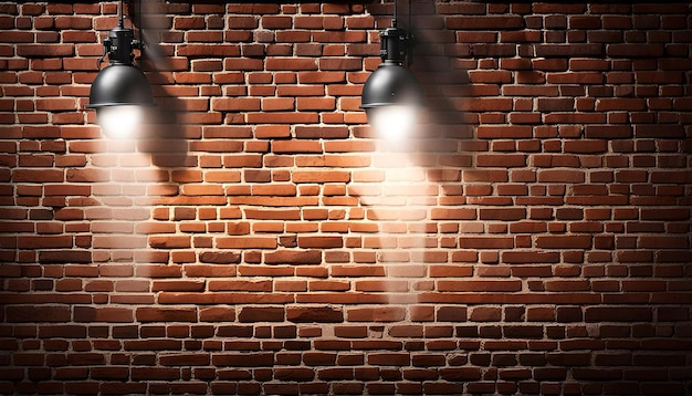 3d render of spotlights on a grunge brick wall