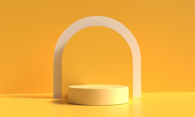 3D render stage podium product yellow