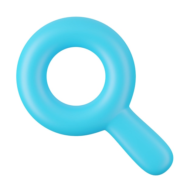 3d render of stock magnifying glass icon isolated on white background