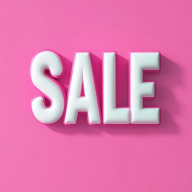 Photo 3d render style of the word sale in white isolated on a flat background