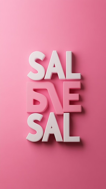 Photo 3d render style of the word sale in white isolated on a flat background