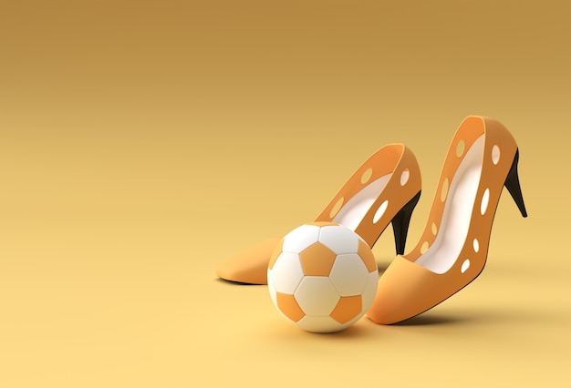 3D Render Stylish classic women's Shoes in high hills on a Color Background.