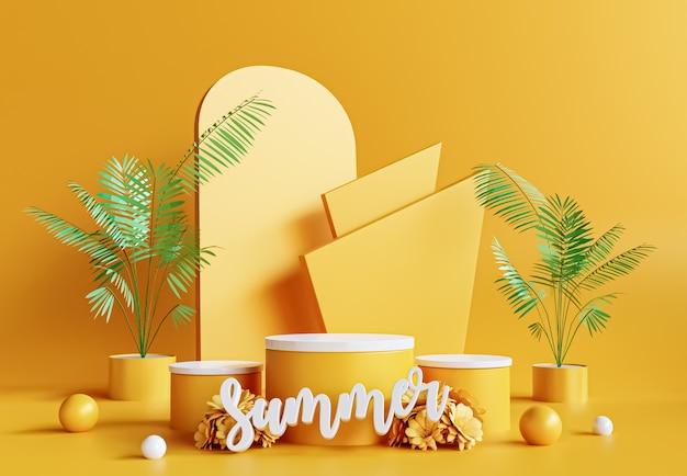 3d render of summer podium