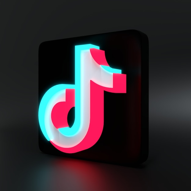 3d render tiktok logo with dark background