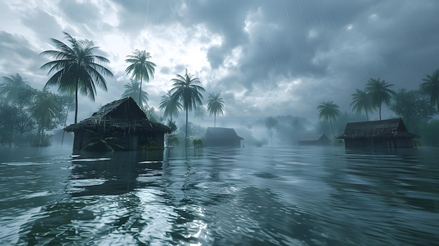 3D render A timeline of tropical storms and their effects on tourism simple line