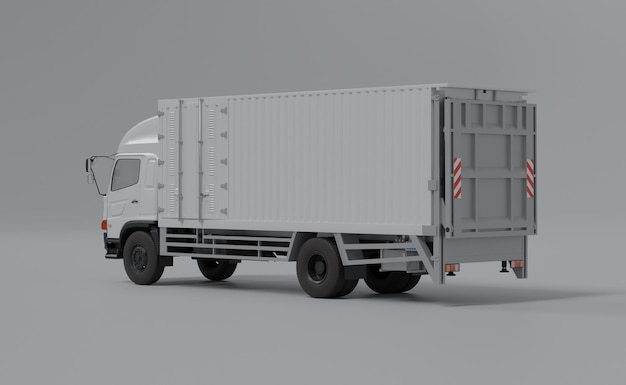 3D Render Truck Container With Tail Gate