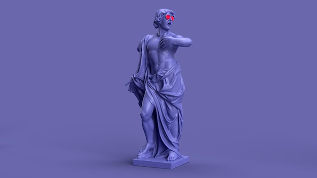 3d render Very Peri color violet statue in motion