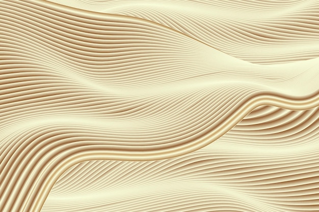 3D render waveform flowing gold abstract lines textured background texture