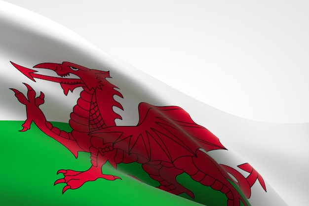 3d render of the Welsh flag waving.