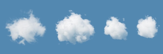 3d render white clouds isolated on blue sky background