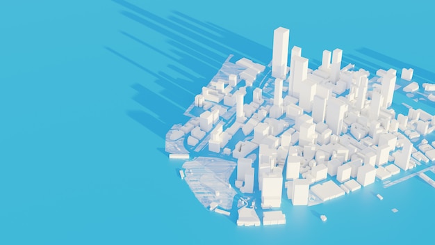 Photo 3d render white low poly city views background