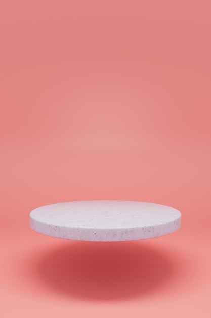 3d render white marble podium on red background