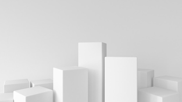 3D Render White rectangle podium on white background for premium object