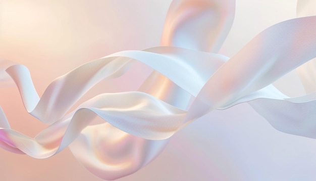 3D render of white silk ribbons gracefully flowing