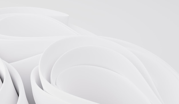 3d render white waves. Curved Shapes. White architecture. Modern minimal design