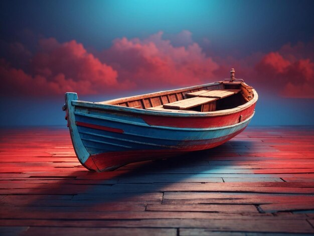 3d render wooden boat isolated on gradient background isometric 3d design generative ai