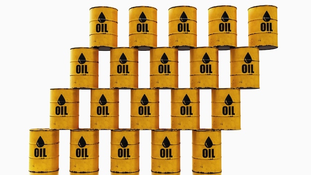 3d render yellow barel oil fuel oil price