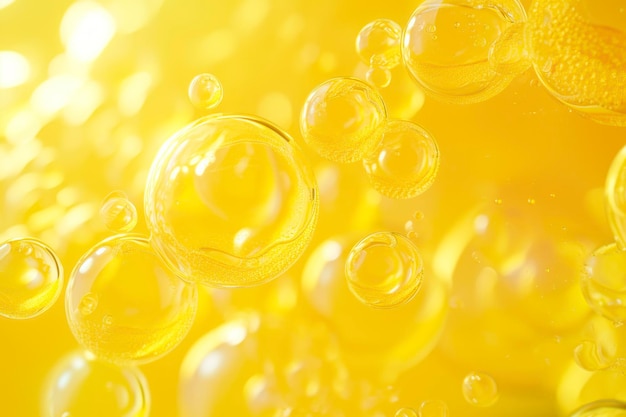 3D render of yellow smooth bubbles for bath