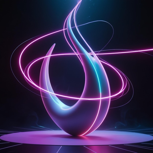 3d rendercolorful background with abstract shape glowing in ultraviolet spectrum curvy neon lines